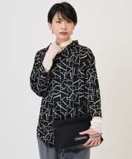 PZKAD22290 GEORGES RECH(ジョルジュ・レッシュ)  [日本製]ダブルフェイスミニフード9分袖ロゴカットソー ネイビー系