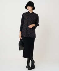 PZKAD22290 GEORGES RECH(ジョルジュ・レッシュ)  [日本製]ダブルフェイスミニフード9分袖ロゴカットソー ネイビー系