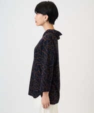 PZKAD22290 GEORGES RECH(ジョルジュ・レッシュ)  [日本製]ダブルフェイスミニフード9分袖ロゴカットソー ネイビー系