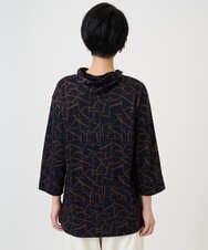 PZKAD22290 GEORGES RECH(ジョルジュ・レッシュ)  [日本製]ダブルフェイスミニフード9分袖ロゴカットソー ネイビー系