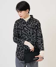 PZKAD22290 GEORGES RECH(ジョルジュ・レッシュ)  [日本製]ダブルフェイスミニフード9分袖ロゴカットソー ブラック系