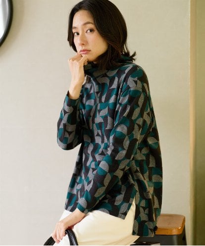 PZKAD38180 GEORGES RECH [日本製]起毛ジャガードハイネックプルオーバー