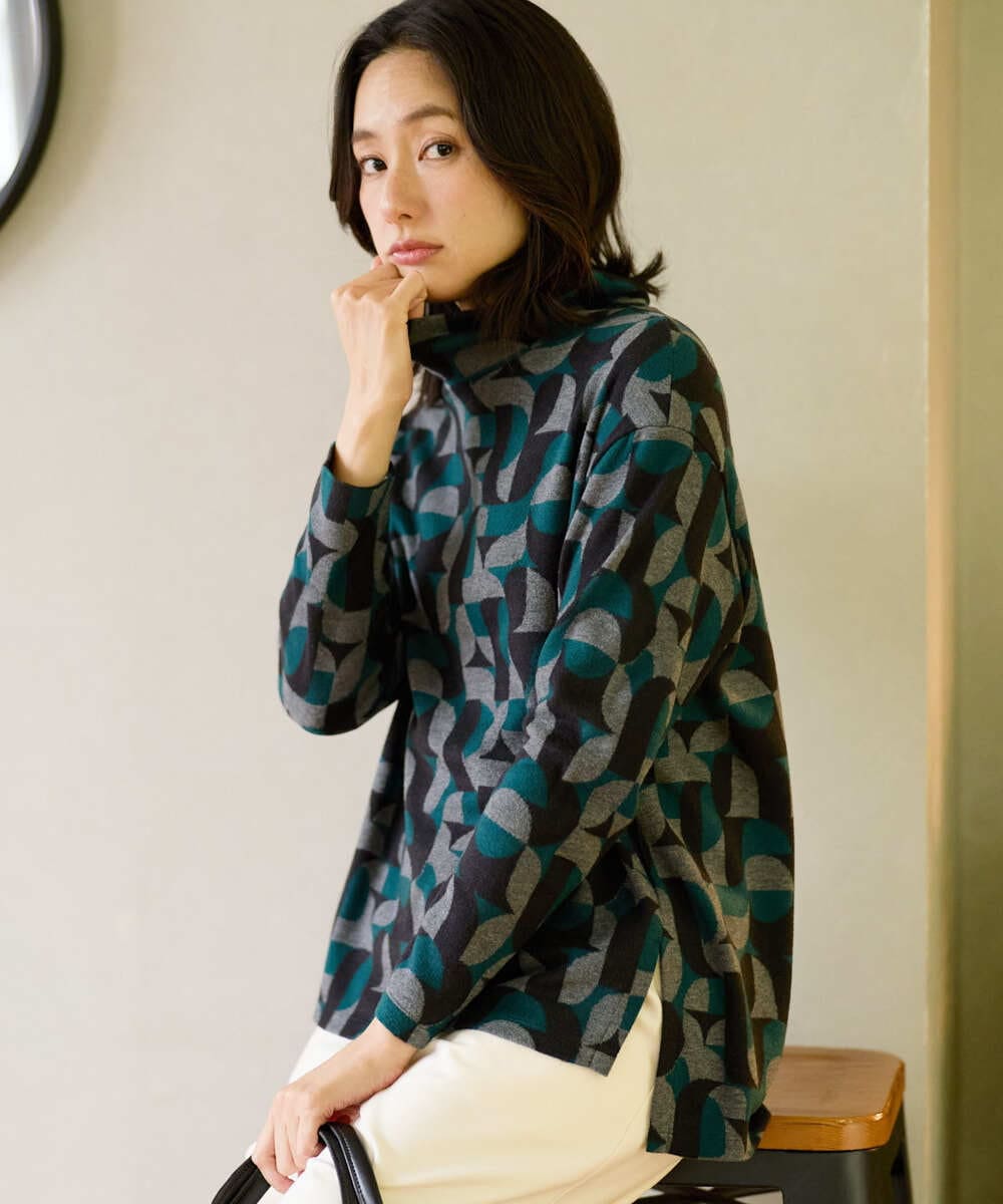 PZKAD38180 GEORGES RECH [日本製]起毛ジャガードハイネックプルオーバー