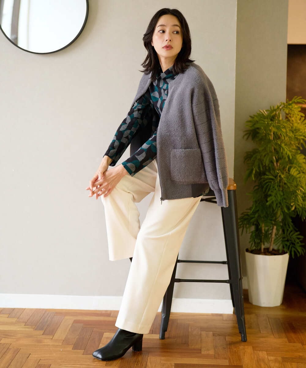 PZKAD38180 GEORGES RECH(ジョルジュ・レッシュ) [日本製]起毛ジャガードハイネックプルオーバー グリーン