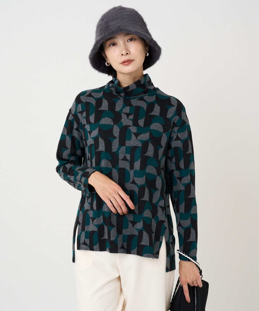 PZKAD38180 GEORGES RECH(ジョルジュ・レッシュ) [日本製]起毛ジャガードハイネックプルオーバー グリーン