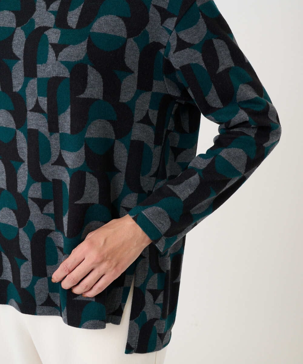 PZKAD38180 GEORGES RECH(ジョルジュ・レッシュ) [日本製]起毛ジャガードハイネックプルオーバー グリーン