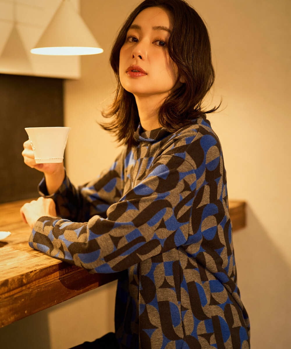 PZKAD38180 GEORGES RECH [日本製]起毛ジャガードハイネックプルオーバー