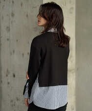 PZKAG24270 GEORGES RECH(ジョルジュ・レッシュ) ストライプシャツレイヤード風プルオーバー ブラック