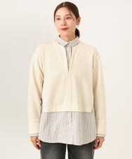 PZKAG24270 GEORGES RECH(ジョルジュ・レッシュ) ストライプシャツレイヤード風プルオーバー ブラック