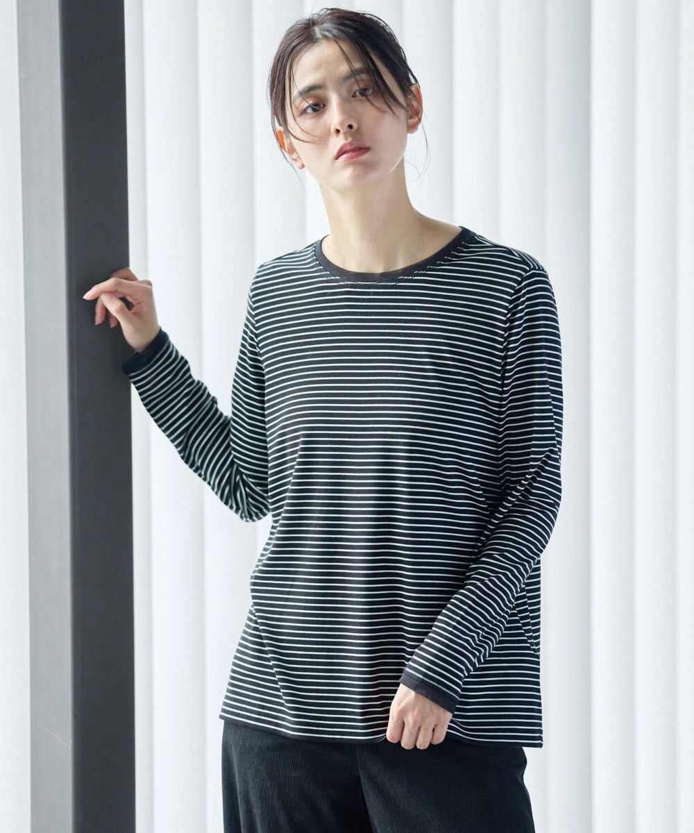 PZKAG28190 GEORGES RECH(ジョルジュ・レッシュ) チュールドッキングボーダーカットソー ブラック