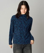 PZKAG33230 GEORGES RECH(ジョルジュ・レッシュ)  [日本製]ダブルフェイスボトルネックロゴカットソー ブルー