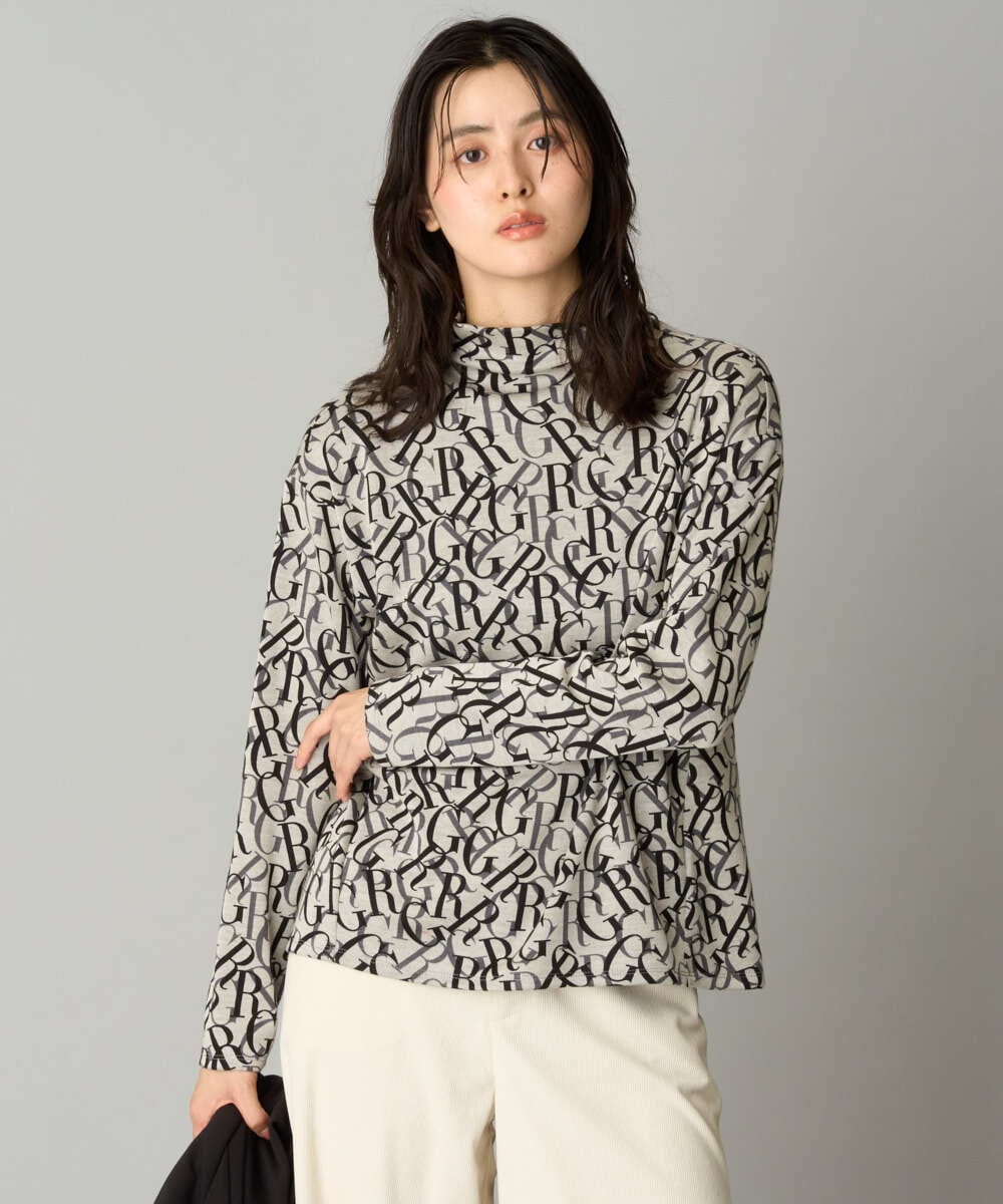 PZKAG33230 GEORGES RECH(ジョルジュ・レッシュ)  [日本製]ダブルフェイスボトルネックロゴカットソー ブラック