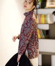 PZKAG48230 GEORGES RECH(ジョルジュ・レッシュ) [日本製]起毛ジャガードハイネックカットソー レッド