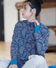 PZKAG48230 GEORGES RECH(ジョルジュ・レッシュ) [日本製]起毛ジャガードハイネックカットソー ブルー