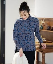 PZKAG48230 GEORGES RECH(ジョルジュ・レッシュ) [日本製]起毛ジャガードハイネックカットソー ブルー