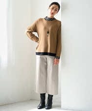 PZKAI08190 GEORGES RECH(ジョルジュ・レッシュ)  [日本製]モノグラムシアーハイネックカットソー アイボリー