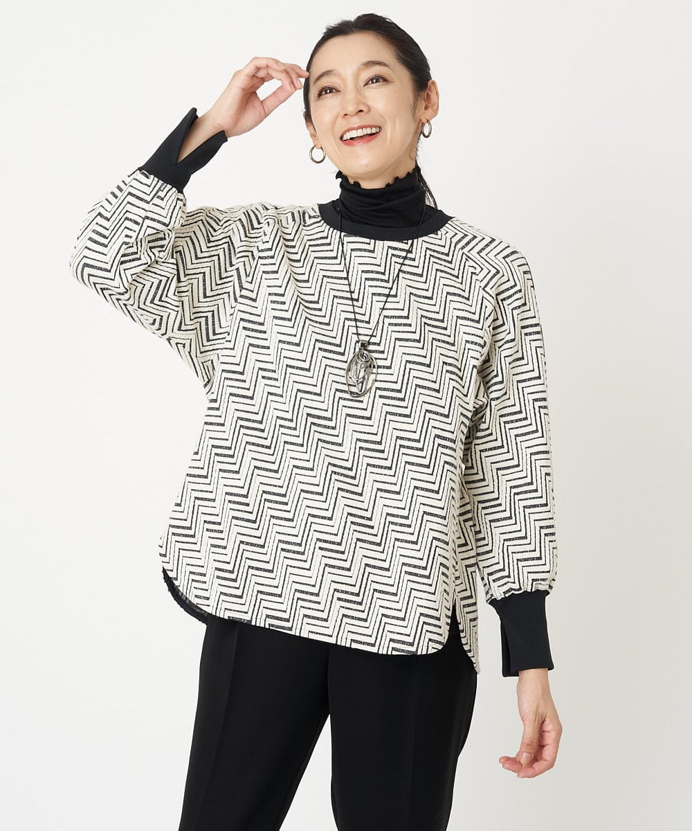 PZKAW11290 GEORGES RECH(ジョルジュ・レッシュ)  [日本製]ジグザグジャガードプルオーバー ブラック