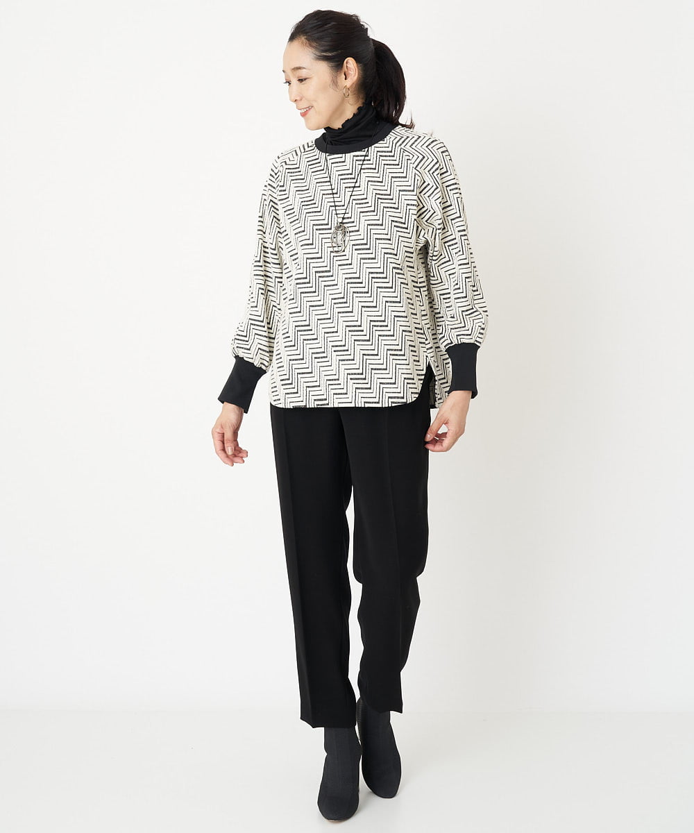 PZKAW11290 GEORGES RECH(ジョルジュ・レッシュ)  [日本製]ジグザグジャガードプルオーバー ブラック