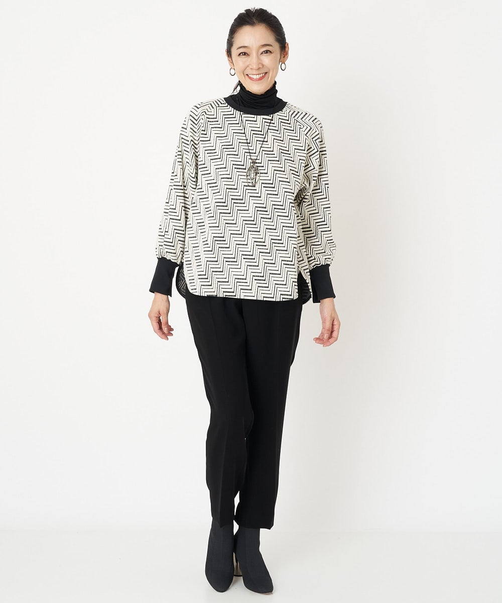 PZKAW11290 GEORGES RECH(ジョルジュ・レッシュ)  [日本製]ジグザグジャガードプルオーバー ブラック