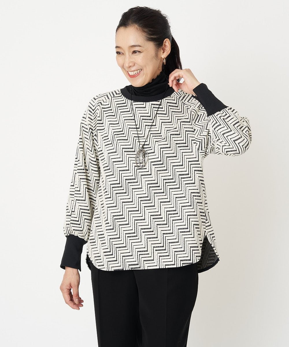 PZKAW11290 GEORGES RECH(ジョルジュ・レッシュ)  [日本製]ジグザグジャガードプルオーバー ブラック