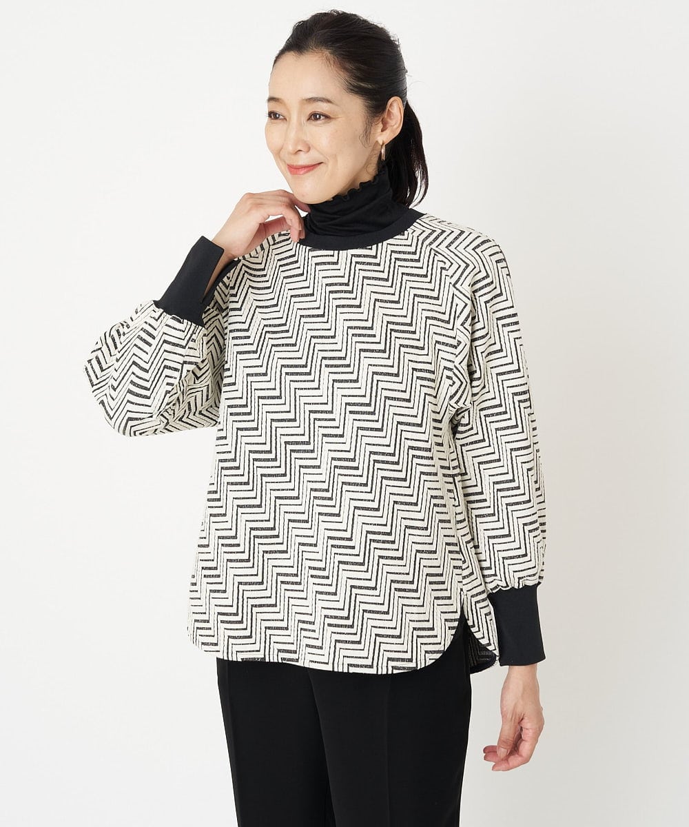 PZKAW11290 GEORGES RECH(ジョルジュ・レッシュ)  [日本製]ジグザグジャガードプルオーバー ブラック