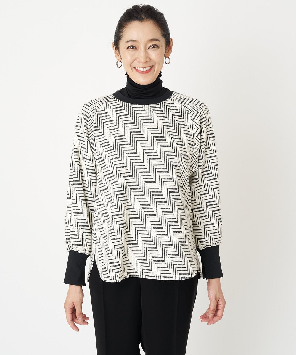 PZKAW11290 GEORGES RECH(ジョルジュ・レッシュ)  [日本製]ジグザグジャガードプルオーバー ブラック