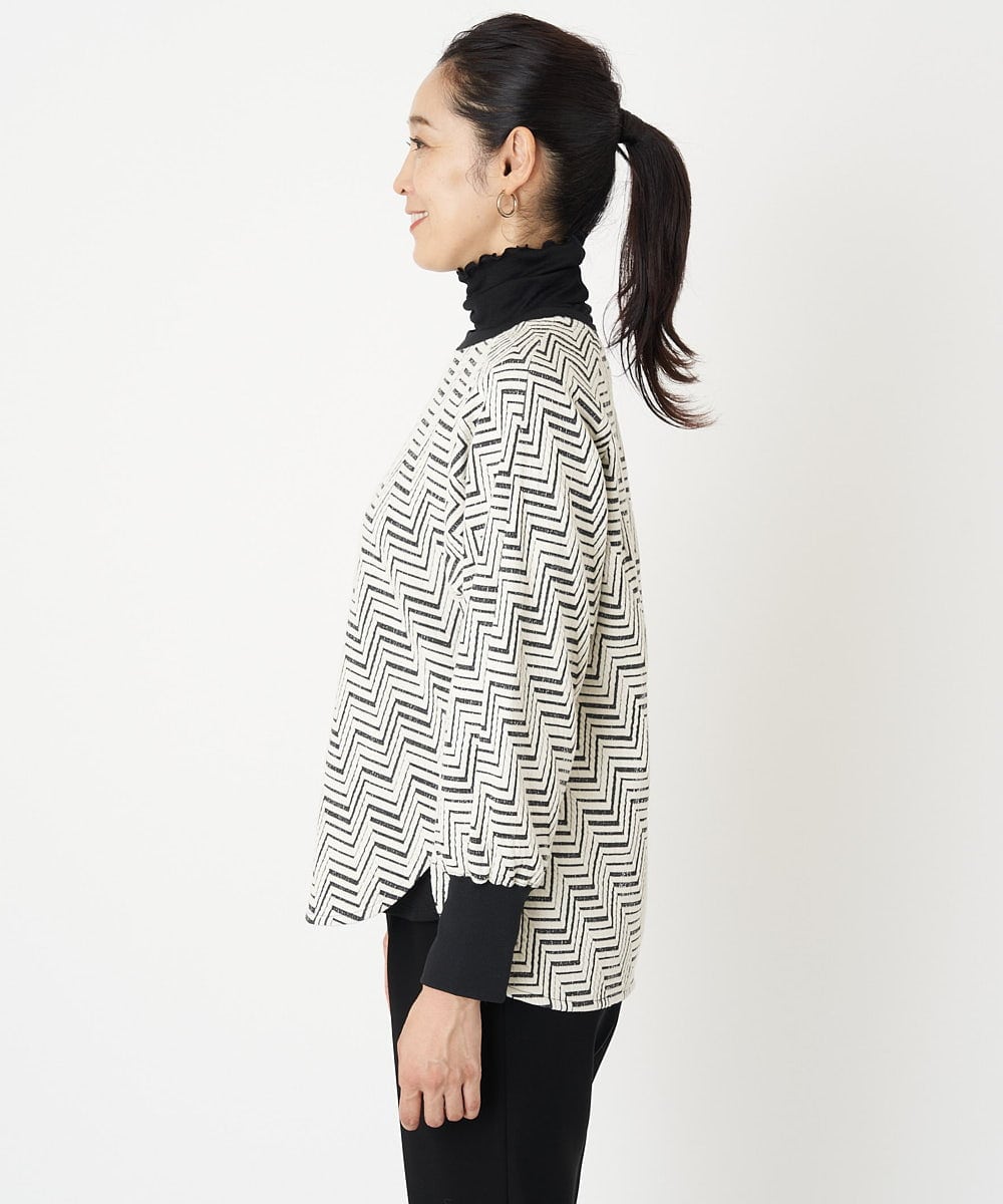 PZKAW11290 GEORGES RECH(ジョルジュ・レッシュ)  [日本製]ジグザグジャガードプルオーバー ブラック