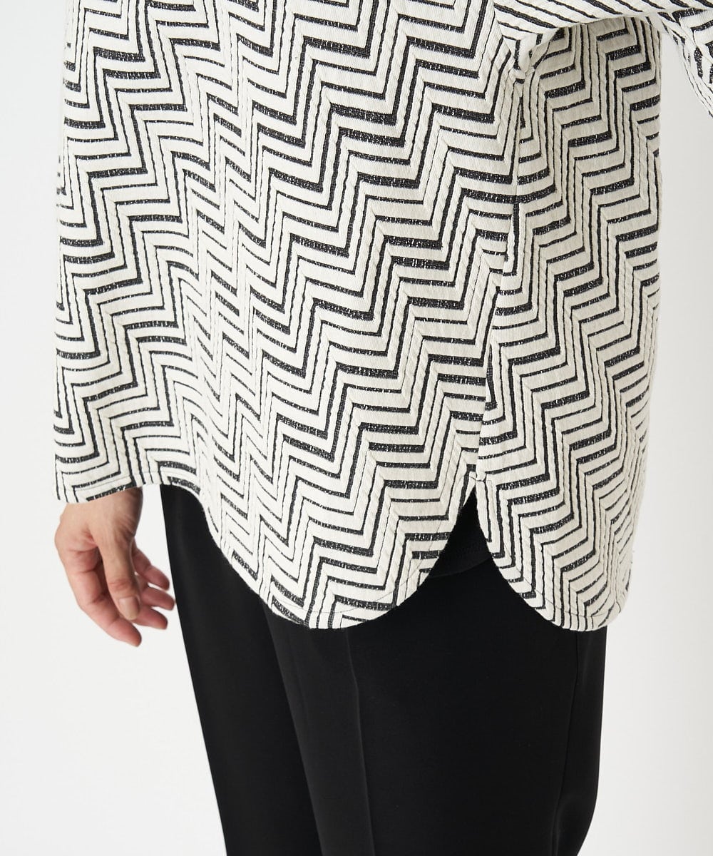 PZKAW11290 GEORGES RECH(ジョルジュ・レッシュ)  [日本製]ジグザグジャガードプルオーバー ブラック