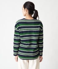 PZKAX68230 GEORGES RECH(ジョルジュ・レッシュ)  [日本製]マルチボーダーラウンドヘムカットソー グリーン系
