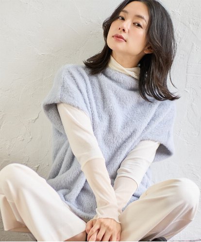 PZKCD60180 GEORGES RECH  [日本製]ボトルネックフレンチスリーブテディベスト