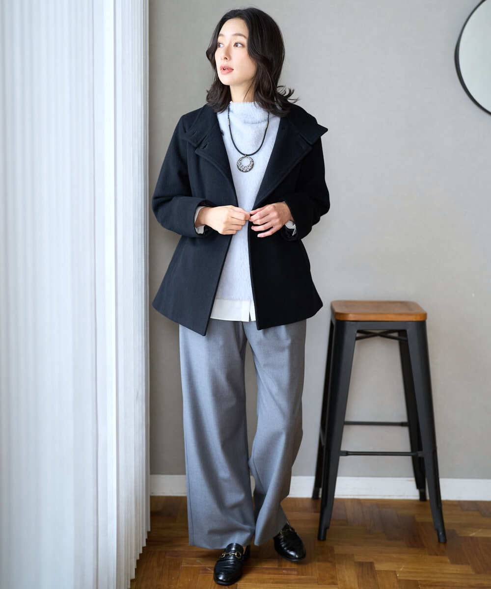 PZKCD60180 GEORGES RECH(ジョルジュ・レッシュ)  [日本製]ボトルネックフレンチスリーブテディベスト ライトブルー