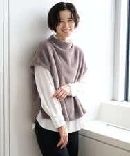 PZKCD60180 GEORGES RECH(ジョルジュ・レッシュ)  [日本製]ボトルネックフレンチスリーブテディベスト ライトブルー