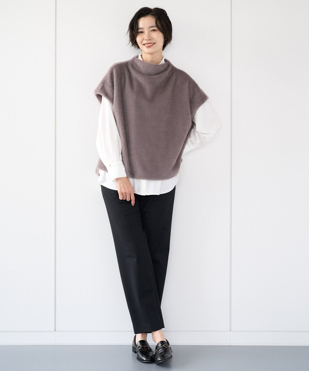 PZKCD60180 GEORGES RECH(ジョルジュ・レッシュ)  [日本製]ボトルネックフレンチスリーブテディベスト ライトブルー