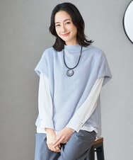 PZKCD60180 GEORGES RECH(ジョルジュ・レッシュ)  [日本製]ボトルネックフレンチスリーブテディベスト ライトブルー