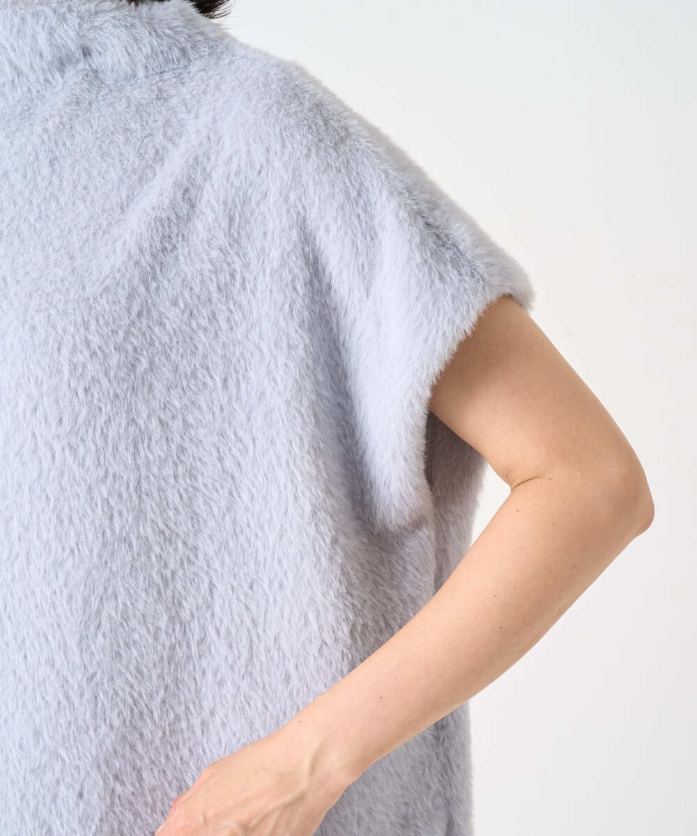 PZKCD60180 GEORGES RECH(ジョルジュ・レッシュ)  [日本製]ボトルネックフレンチスリーブテディベスト ライトブルー