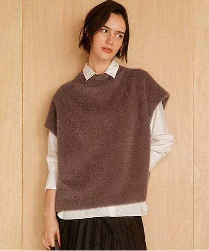 PZKCD60180 GEORGES RECH  [日本製]ボトルネックフレンチスリーブテディベスト