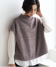 PZKCD60180 GEORGES RECH(ジョルジュ・レッシュ)  [日本製]ボトルネックフレンチスリーブテディベスト ベージュ