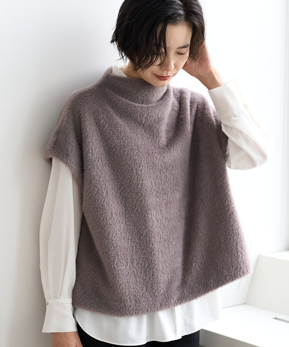 PZKCD60180 GEORGES RECH  [日本製]ボトルネックフレンチスリーブテディベスト