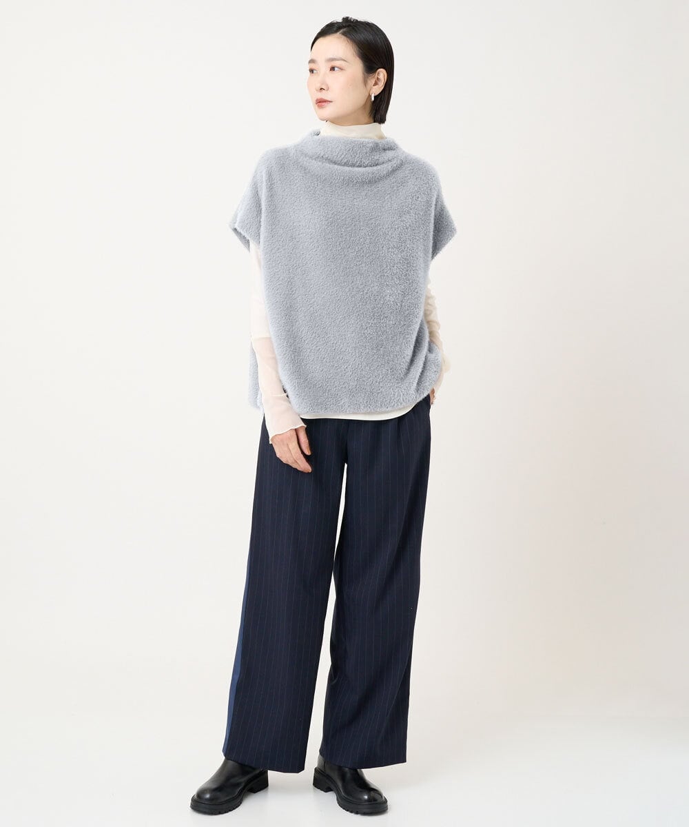 PZKCD60180 GEORGES RECH(ジョルジュ・レッシュ)  [日本製]ボトルネックフレンチスリーブテディベスト ベージュ