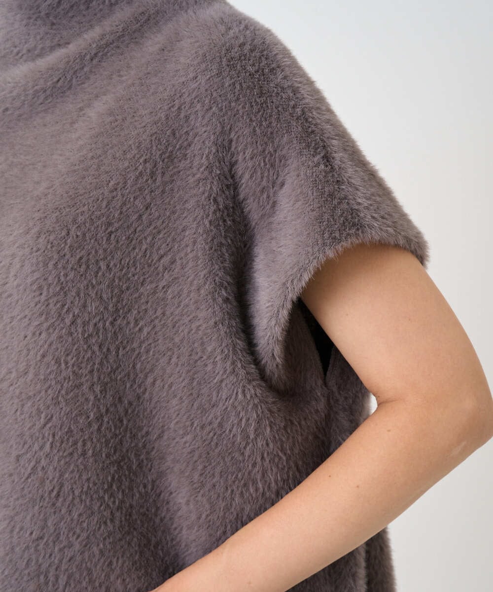 PZKCD60180 GEORGES RECH(ジョルジュ・レッシュ)  [日本製]ボトルネックフレンチスリーブテディベスト ベージュ