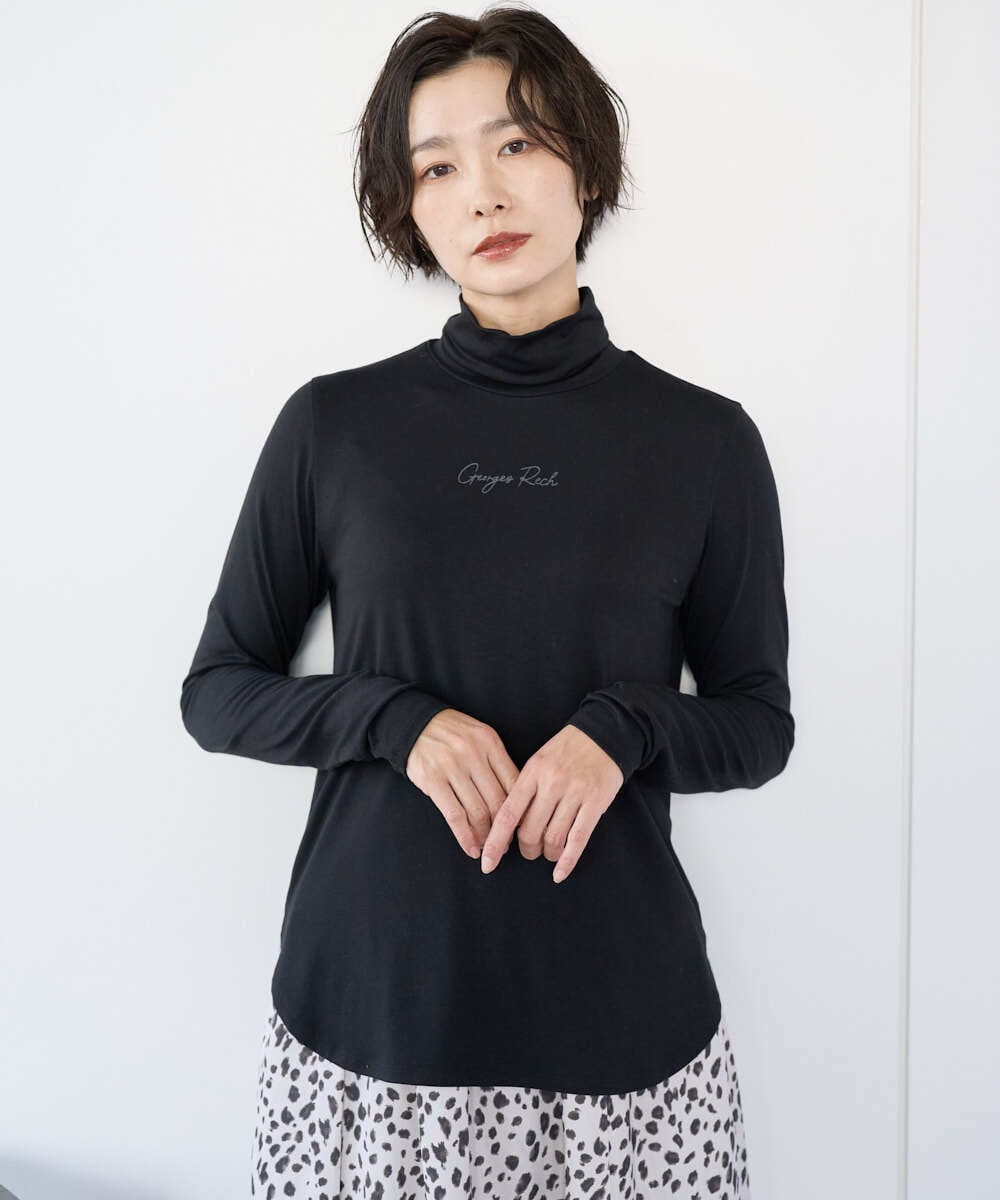 PZKCD63130 GEORGES RECH(ジョルジュ・レッシュ) ベアテンジャージーハイネックロゴカットソー ライトグレー