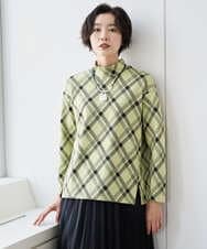 PZKCE72150 GEORGES RECH(ジョルジュ・レッシュ) へリンボンラインジャガードハイネックカットソー ライトイエロー