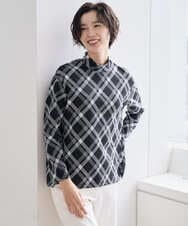 PZKCE72150 GEORGES RECH(ジョルジュ・レッシュ) へリンボンラインジャガードハイネックカットソー ブラック