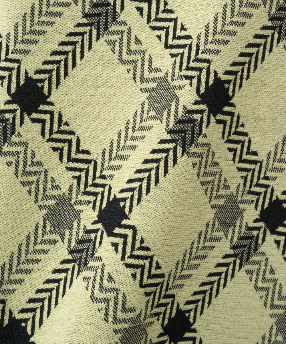 PZKCE72150 GEORGES RECH(ジョルジュ・レッシュ) へリンボンラインジャガードハイネックカットソー ブラック