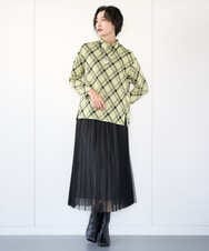 PZKCE72150 GEORGES RECH(ジョルジュ・レッシュ) へリンボンラインジャガードハイネックカットソー ブラック