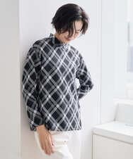 PZKCE72150 GEORGES RECH(ジョルジュ・レッシュ) へリンボンラインジャガードハイネックカットソー ブラック