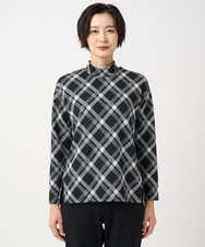 PZKCE72150 GEORGES RECH(ジョルジュ・レッシュ) へリンボンラインジャガードハイネックカットソー ブラック