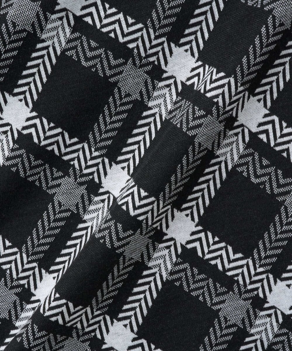 PZKCE72150 GEORGES RECH(ジョルジュ・レッシュ) へリンボンラインジャガードハイネックカットソー ブラック