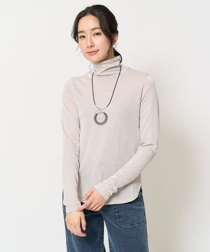 PZKEA33150   [日本製]シャイニー天竺シアーハイネックカットソー