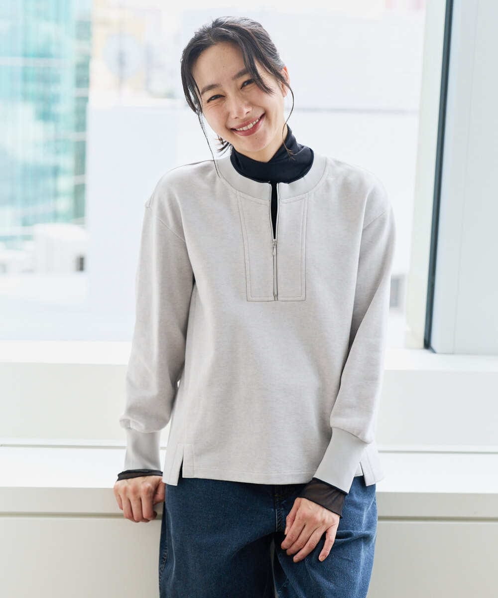 PZKEE02290 GEORGES RECH(ジョルジュ・レッシュ) ハーフジップジャージープルオーバー ライトグレー